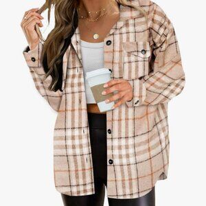 Brown/Tan Plaid Layering Button Up - size S